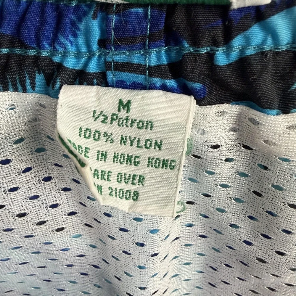 Vintage Lacoste Swim Shorts Mens Medium Blue Dolphin Print Lined Trunks Beach